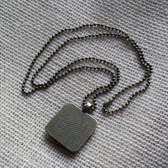 Paris France Eiffel Tower Blue Sky Square Antiqued Brass Glass 27" Long Necklace - Picture 2 of 3